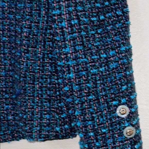 Appleseed’s Blue Textured Tweed Blazer with Notched Lapels - Picture 10 of 13